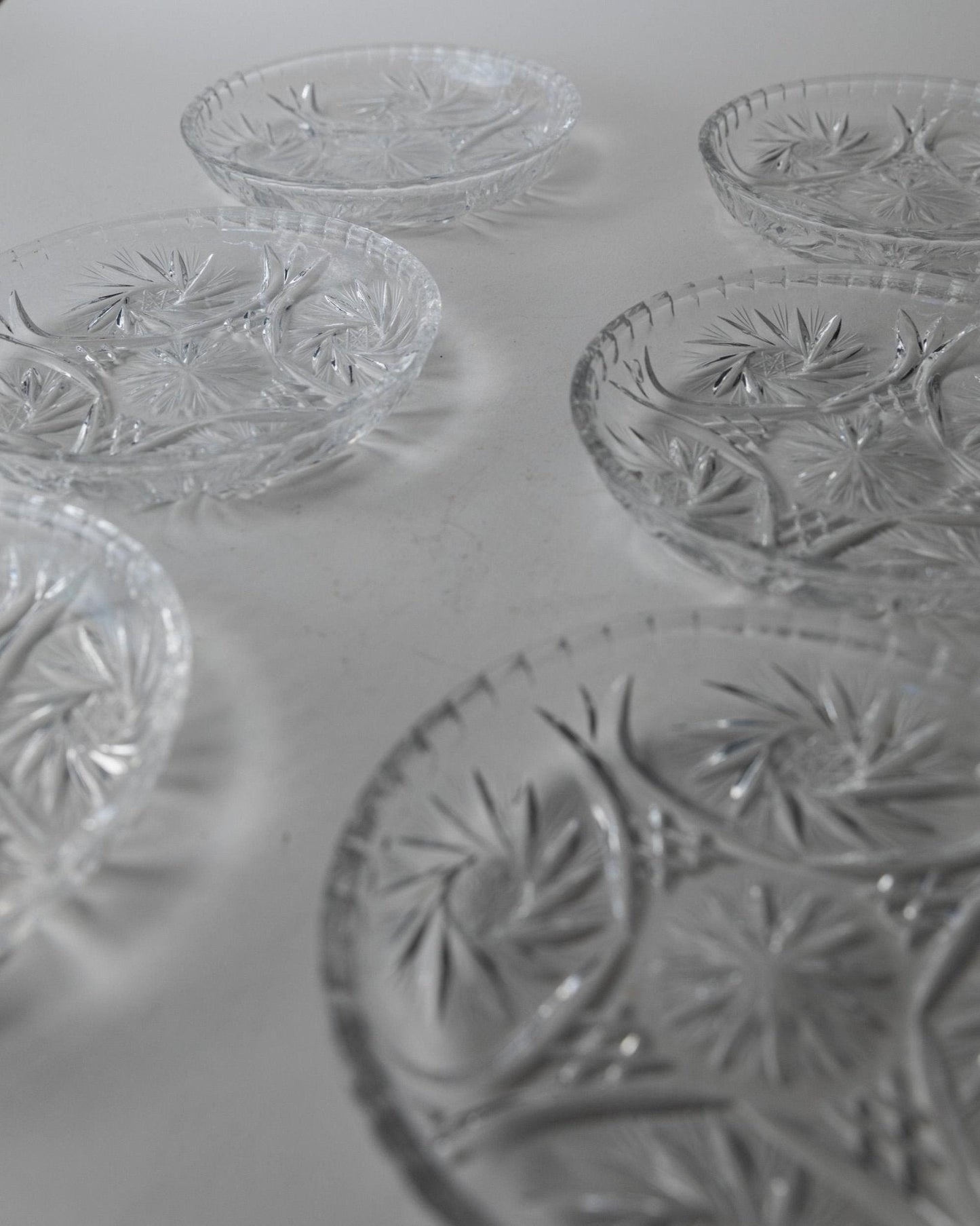 Set von 6 Vintage Kristallteller von Dresdener Crystal