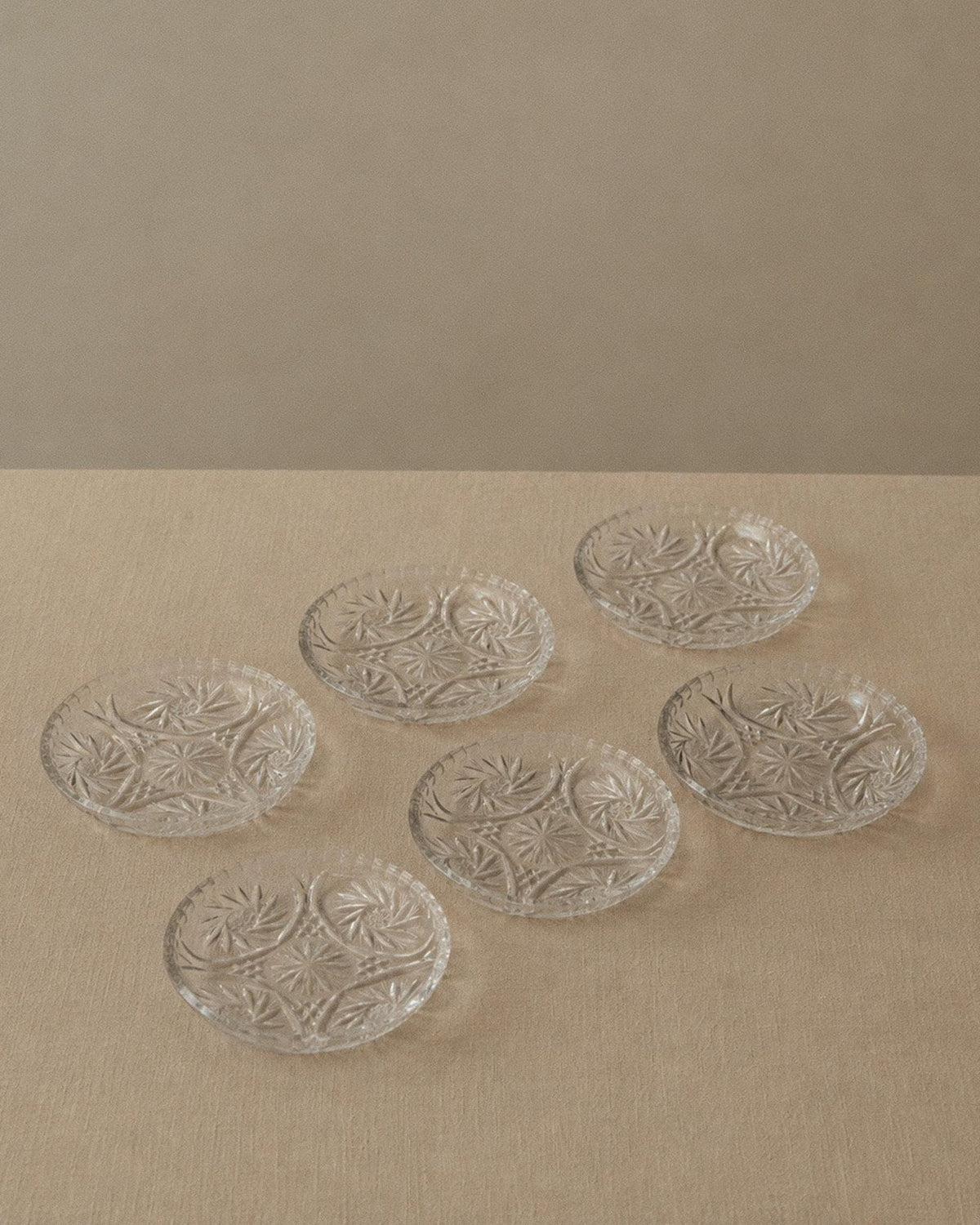 Set von 6 Vintage Kristallteller von Dresdener Crystal