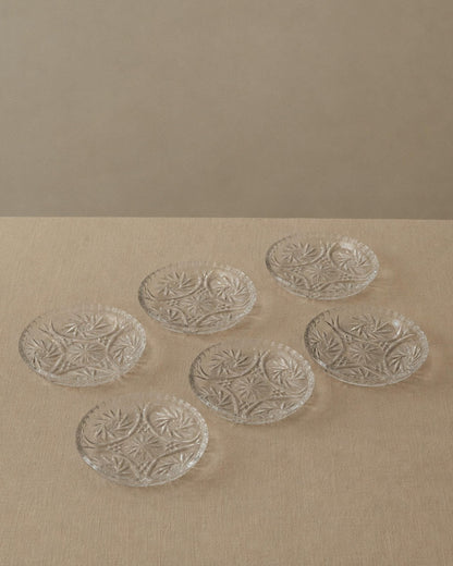 Set von 6 Vintage Kristallteller von Dresdener Crystal