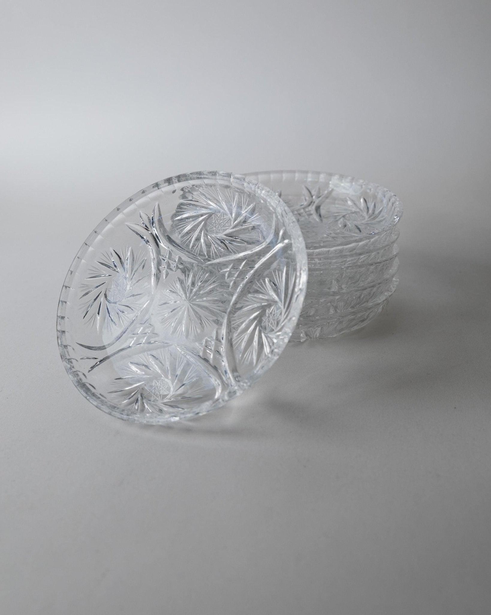 Set von 6 Vintage Kristallteller von Dresdener Crystal