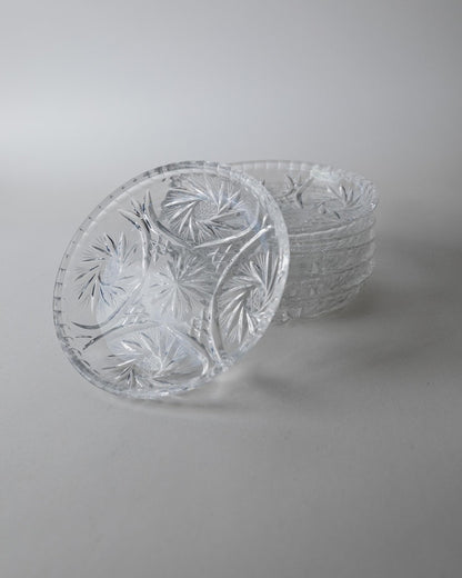 Set von 6 Vintage Kristallteller von Dresdener Crystal