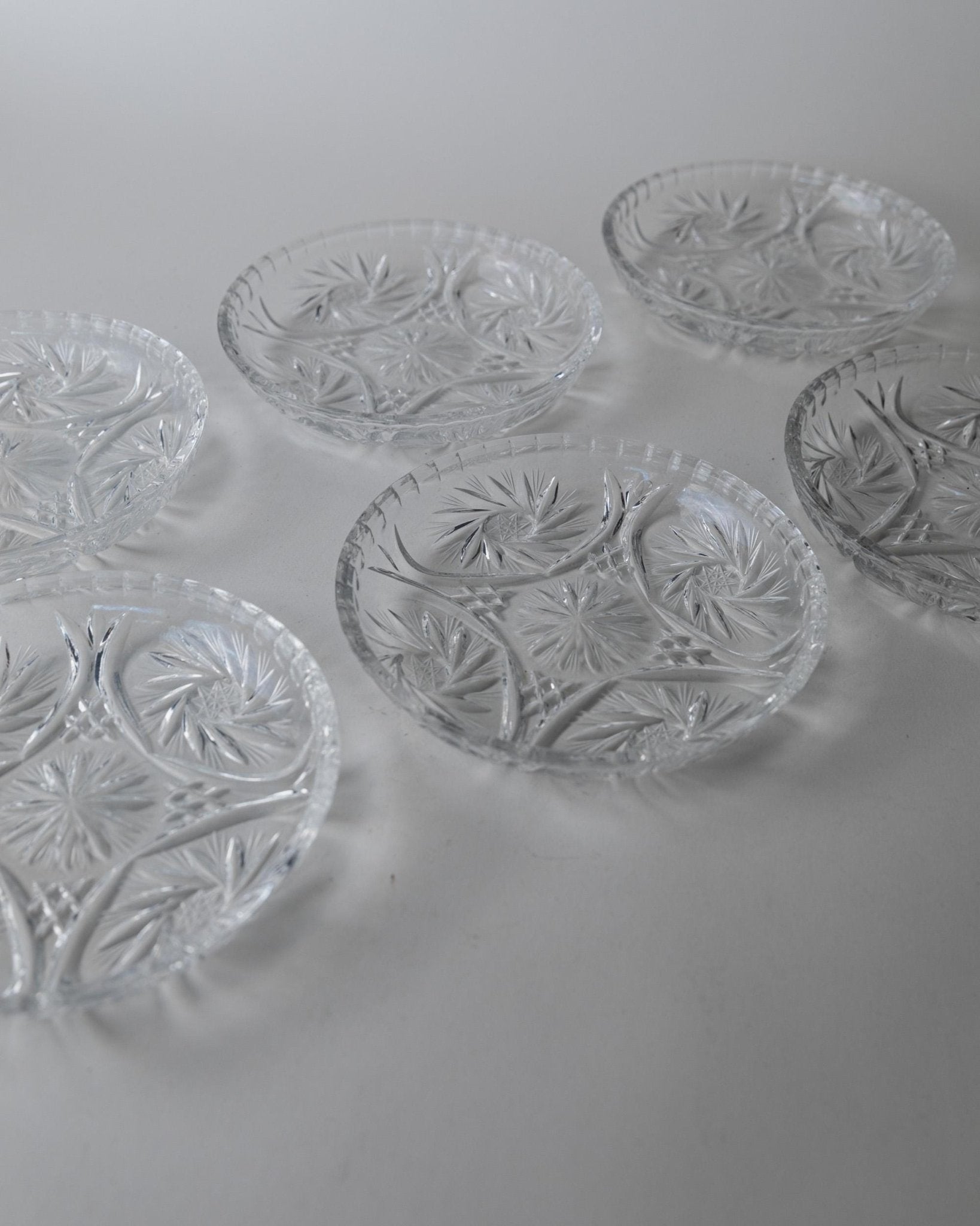 Set von 6 Vintage Kristallteller von Dresdener Crystal
