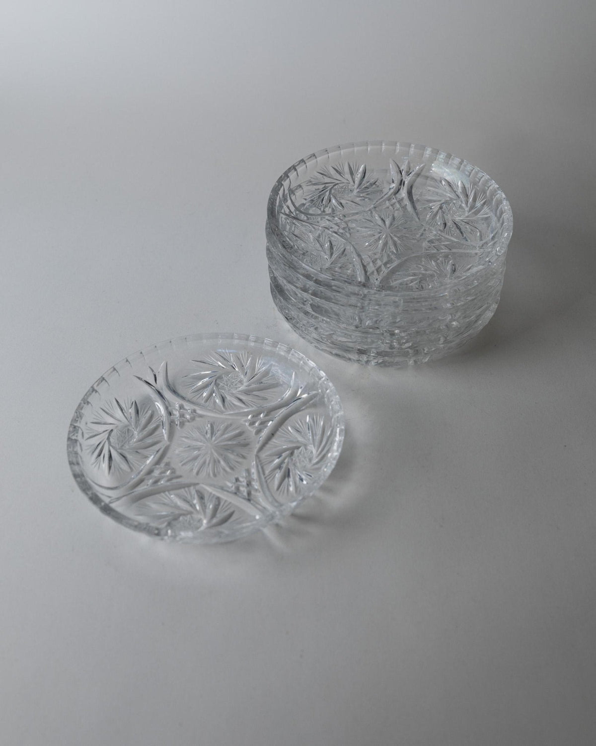 Set von 6 Vintage Kristallteller von Dresdener Crystal
