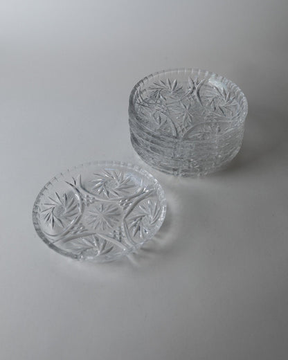 Set von 6 Vintage Kristallteller von Dresdener Crystal