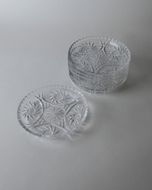 Set von 6 Vintage Kristallteller von Dresdener Crystal