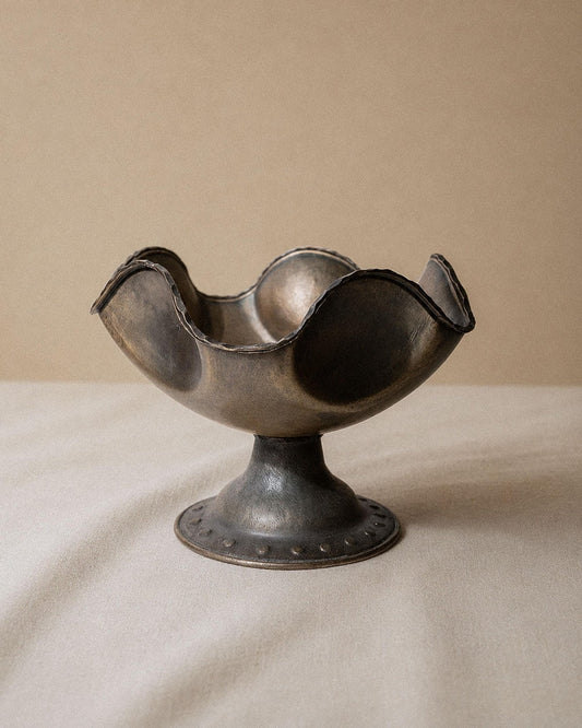Vintage Versilberte Kupferschale mit Fuß, 1950er
