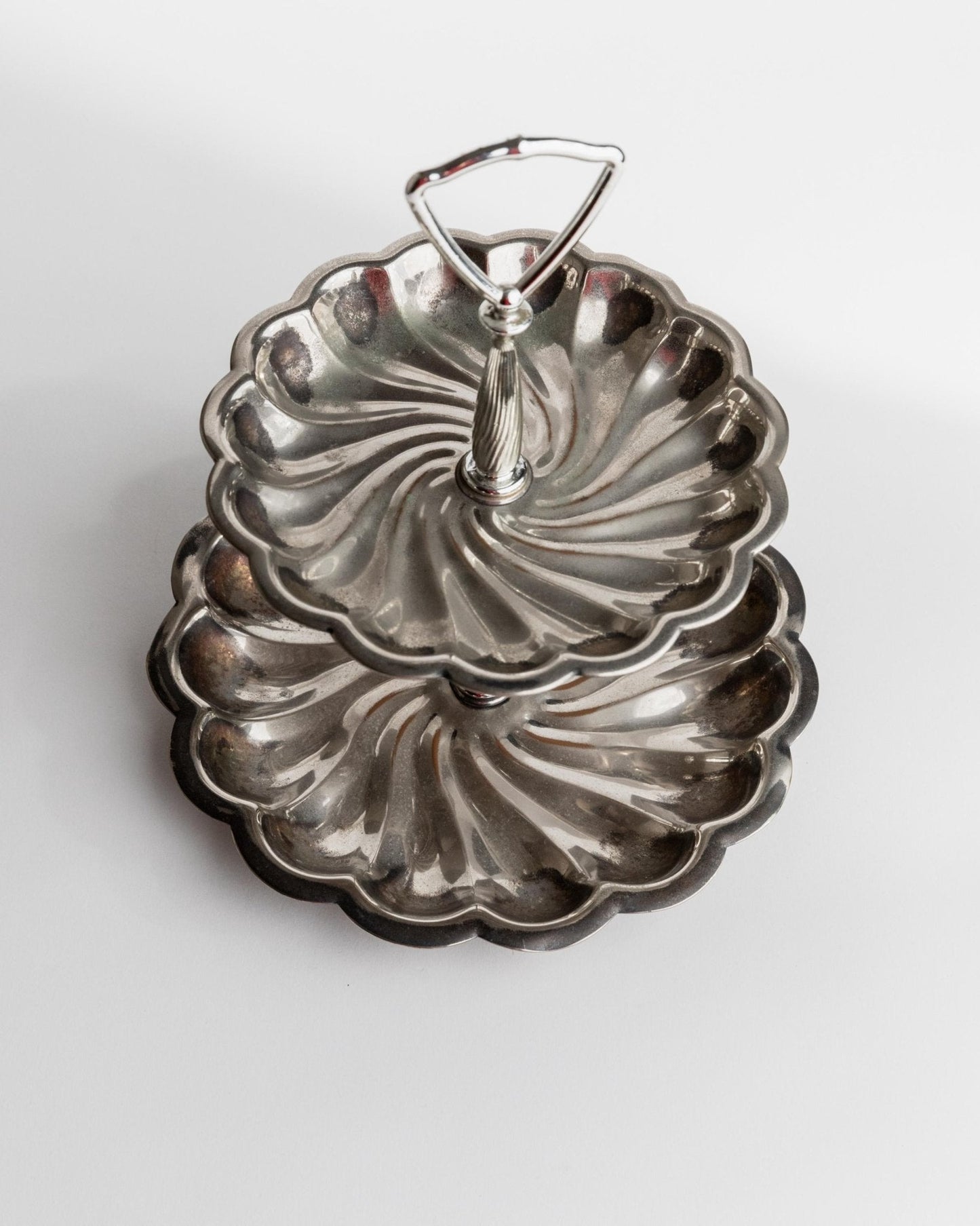 Vintage Étagère dreistufig versilbert von Italien 1950er, klassisch, Retro Tischdeko, Geschenk