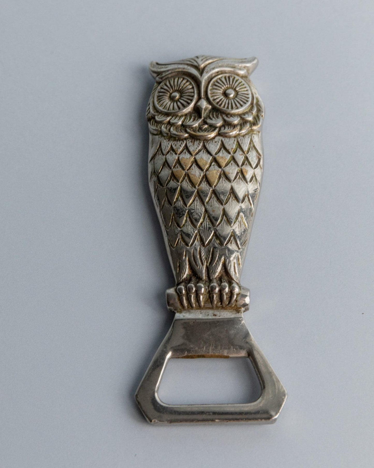 Vintage Flaschenöffner Eule versilbert