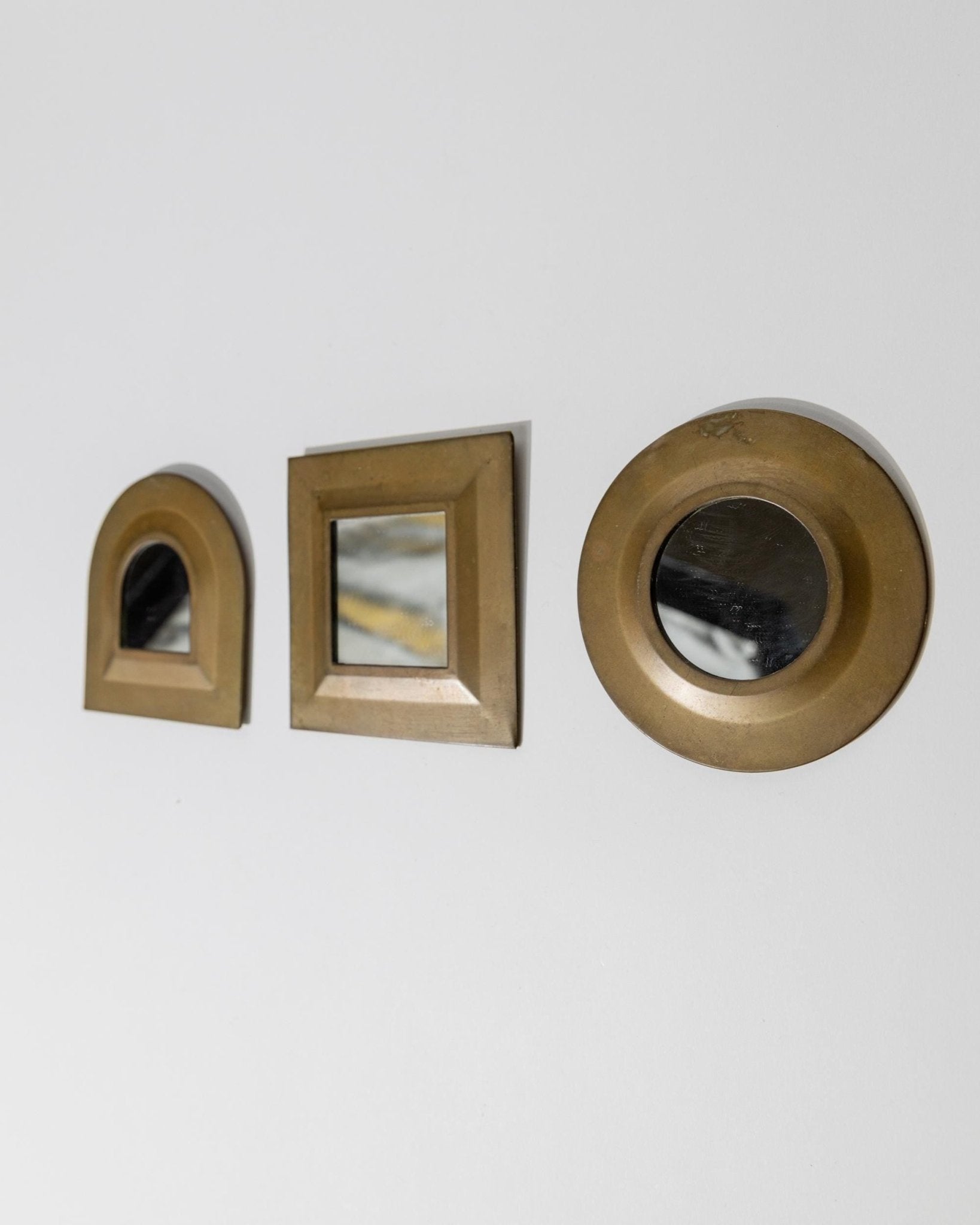 Set von 3 Vintage Messing Wandspiegel, 1960er