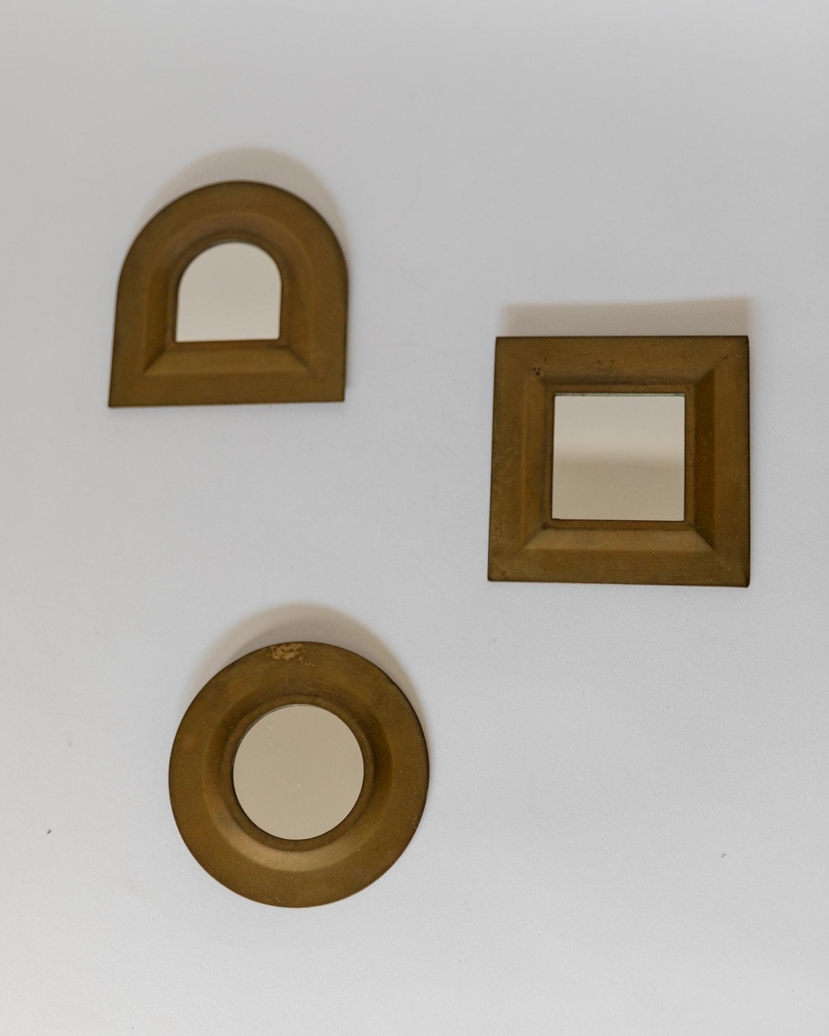 Set von 3 Vintage Messing Wandspiegel, 1960er