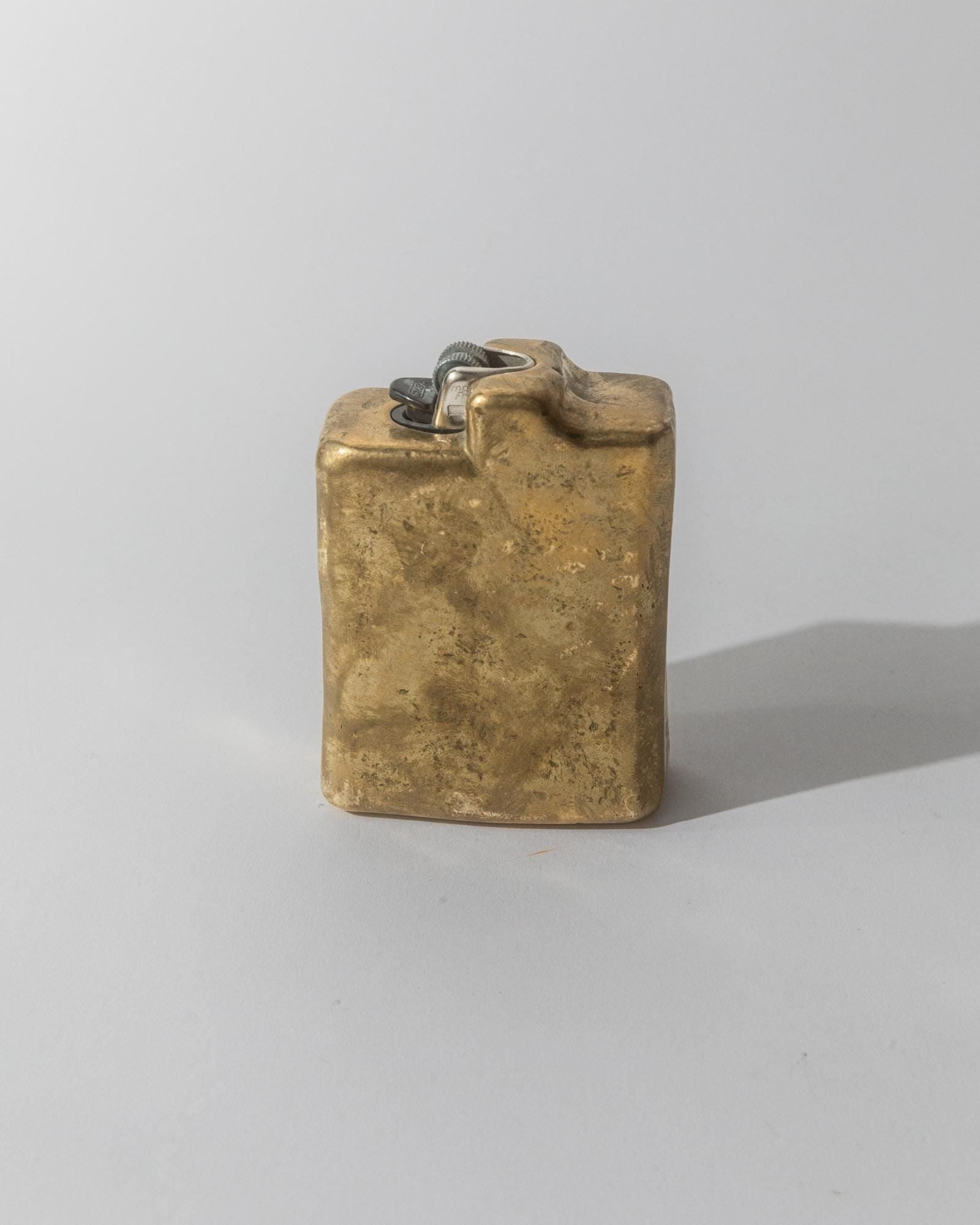 Vintage Schreibtischset Brutalist Bronze Aschenbecher Feuerzeug Stifthalter oder Vase