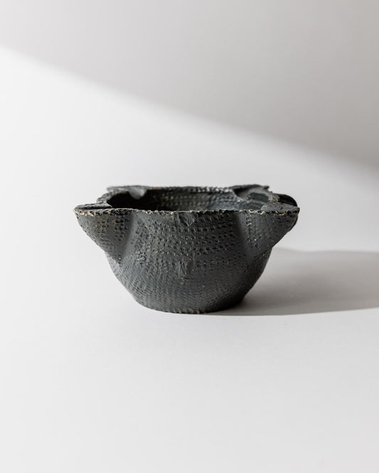 Vintage Keramik-Aschenbecher mit Griff, schwarz, strukturiert, 1960er, Dekoration