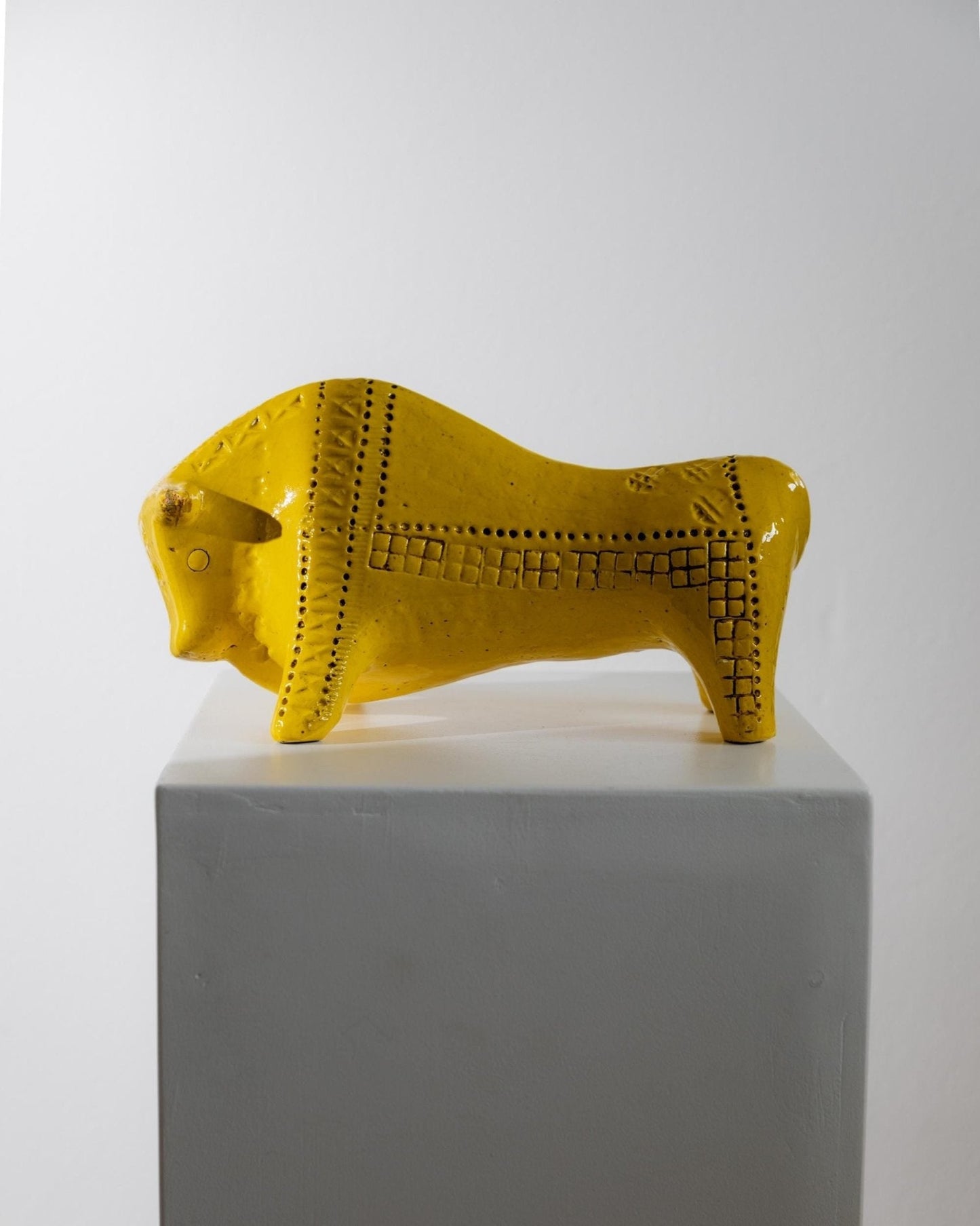 Vintage Keramik Stier "Rimini" von Aldo Londi für Bitossi, Gelb