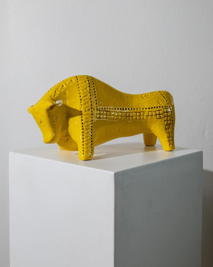 Vintage Keramik Stier "Rimini" von Aldo Londi für Bitossi, Gelb