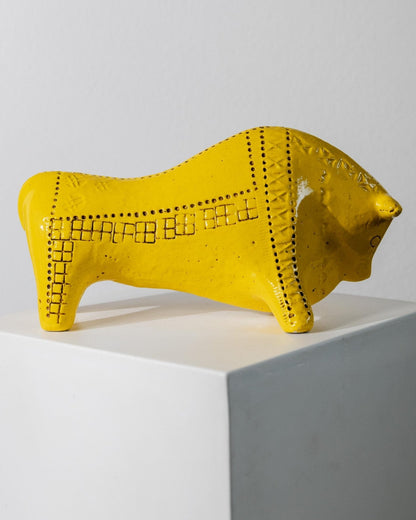 Vintage Keramik Stier "Rimini" von Aldo Londi für Bitossi, Gelb