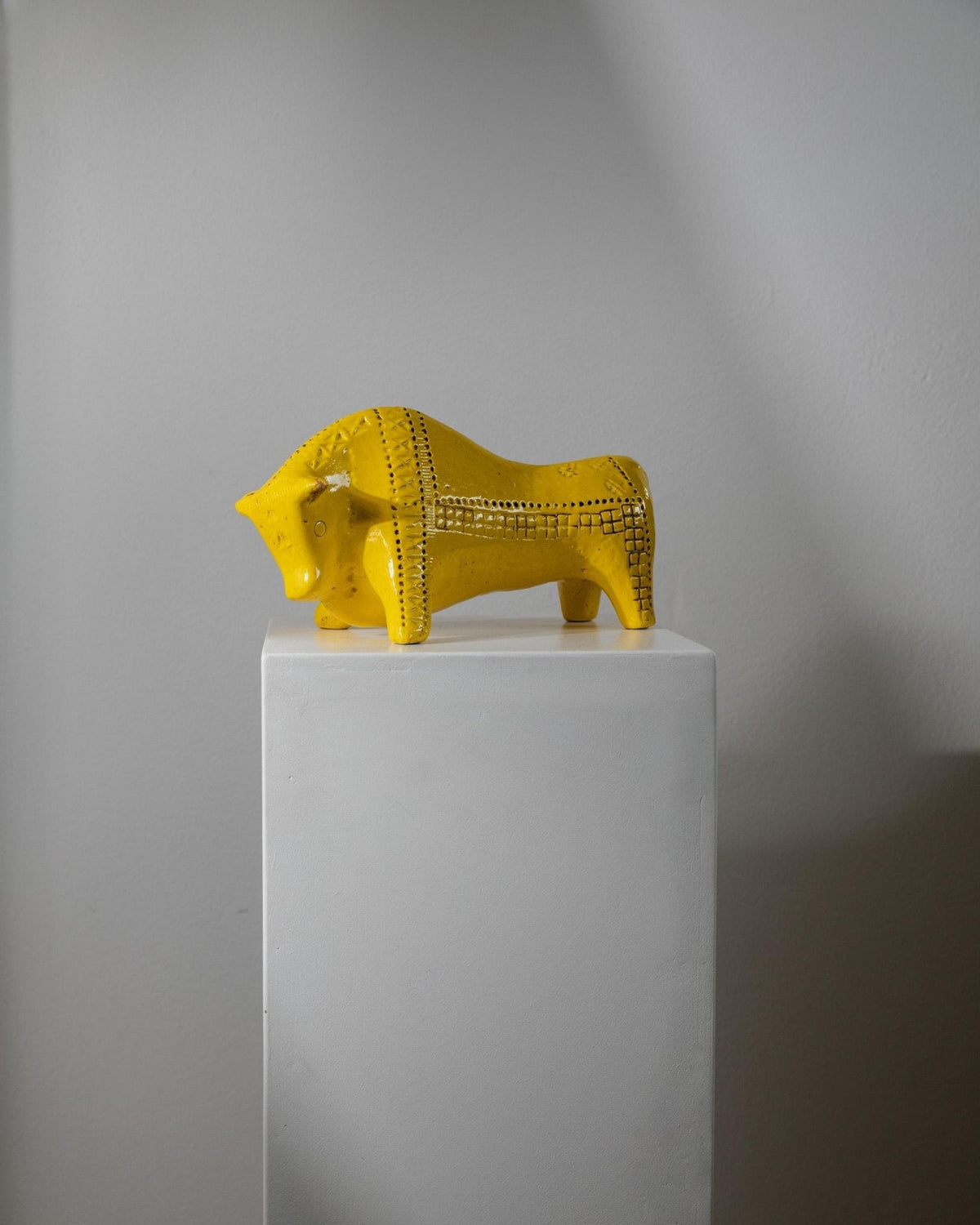 Vintage Keramik Stier "Rimini" von Aldo Londi für Bitossi, Gelb
