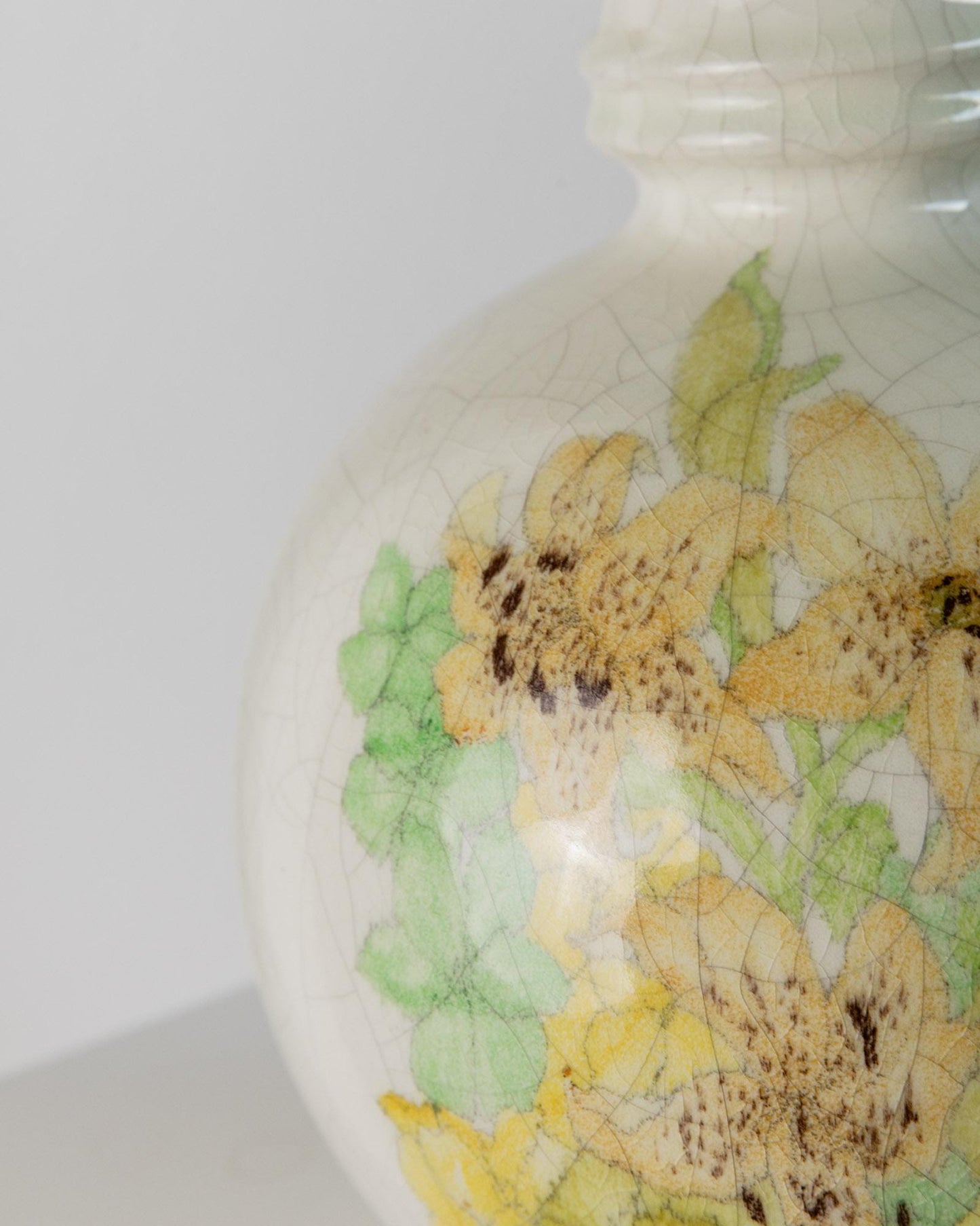 Vintage Vase von Ernestine für Ernestine Grün Gelb Craquelé-Glasur