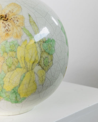Vintage Vase von Ernestine für Ernestine Grün Gelb Craquelé-Glasur