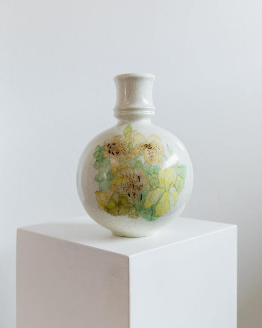 Vintage Vase von Ernestine für Ernestine Grün Gelb Craquelé-Glasur