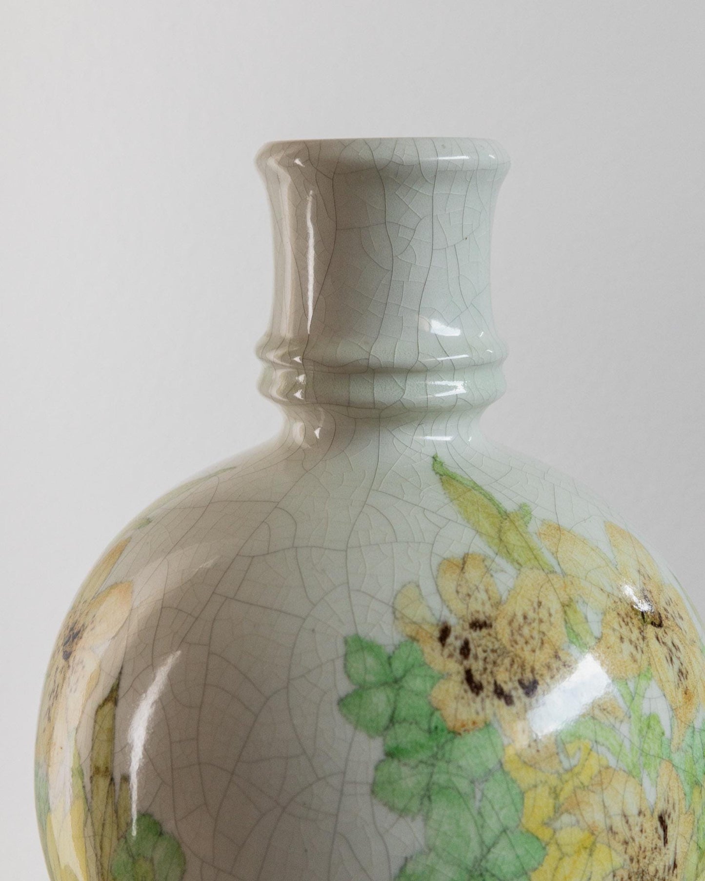 Vintage Vase von Ernestine für Ernestine Grün Gelb Craquelé-Glasur