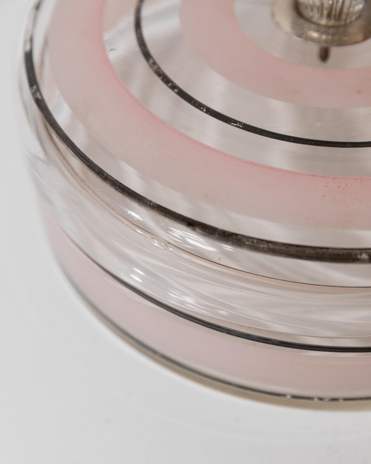 Vintage Bonboniere aus Glas mit rosa-schwarzen Streifen, Italien