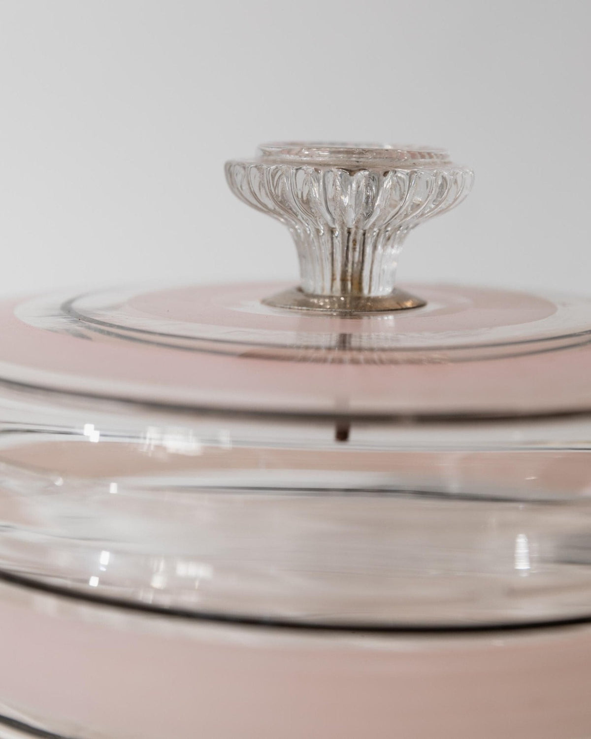 Vintage Bonboniere aus Glas mit rosa-schwarzen Streifen, Italien