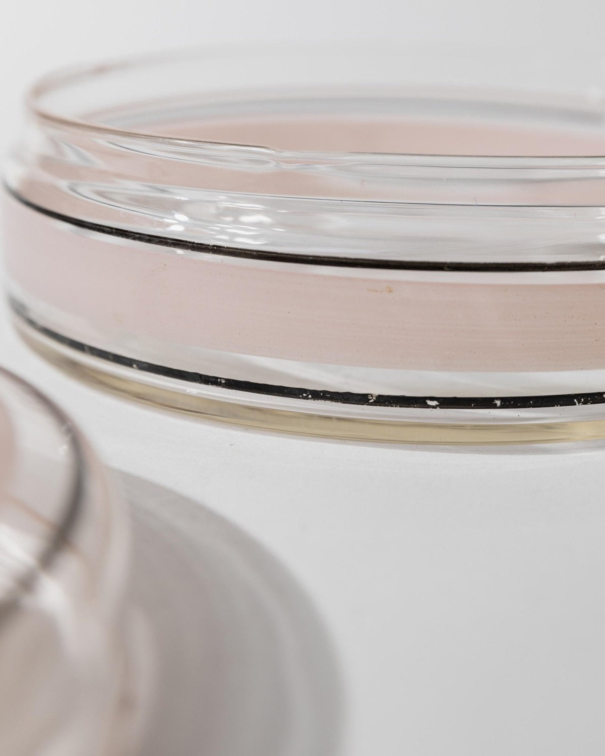 Vintage Bonboniere aus Glas mit rosa-schwarzen Streifen, Italien