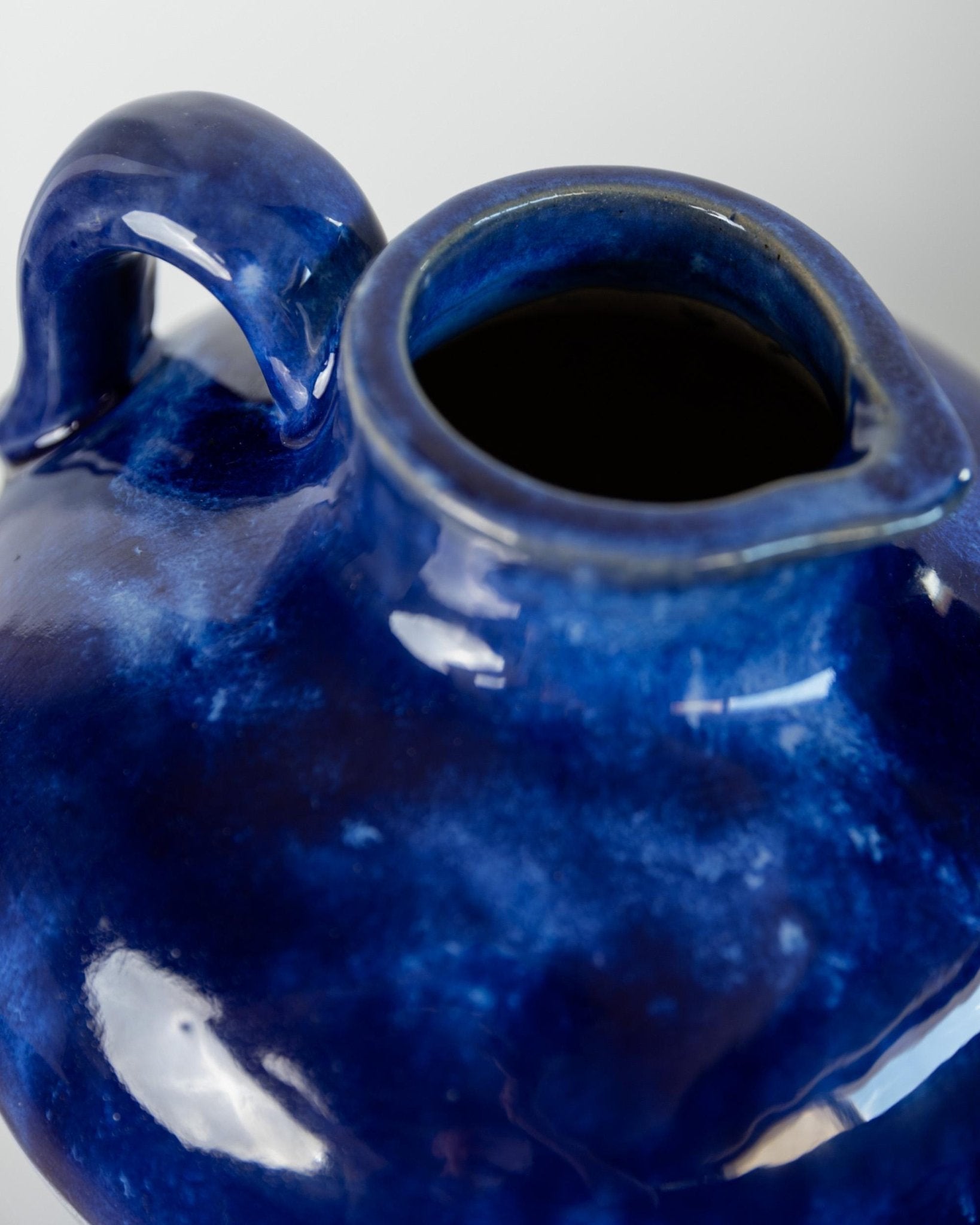 Vintage Keramik Krugvase, Blau glasiert, 1960er Jahre