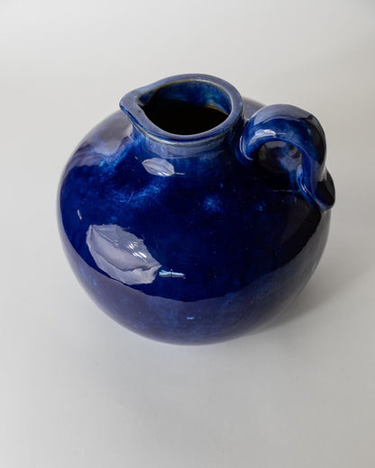 Vintage Keramik Krugvase, Blau glasiert, 1960er Jahre