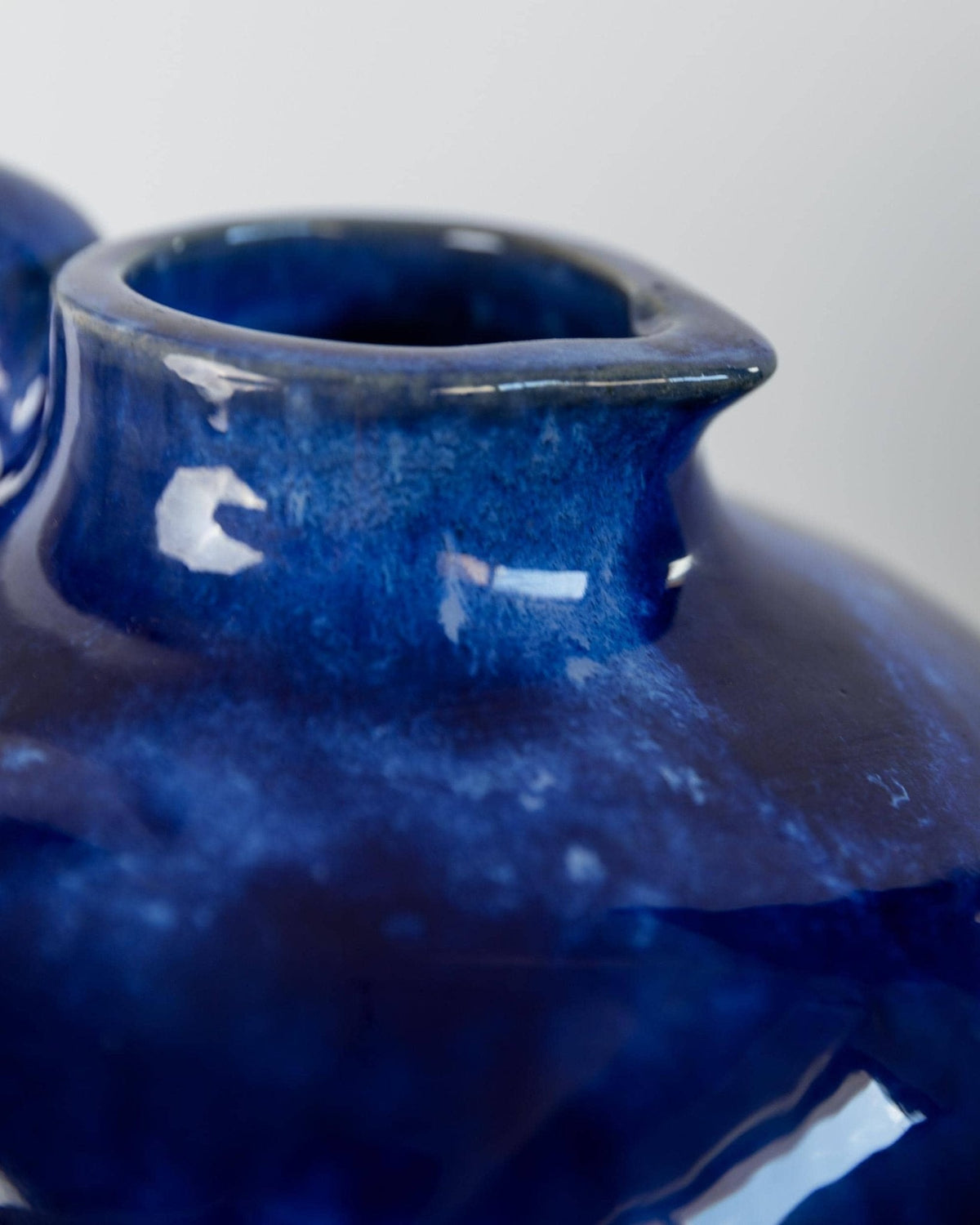 Vintage Keramik Krugvase, Blau glasiert, 1960er Jahre