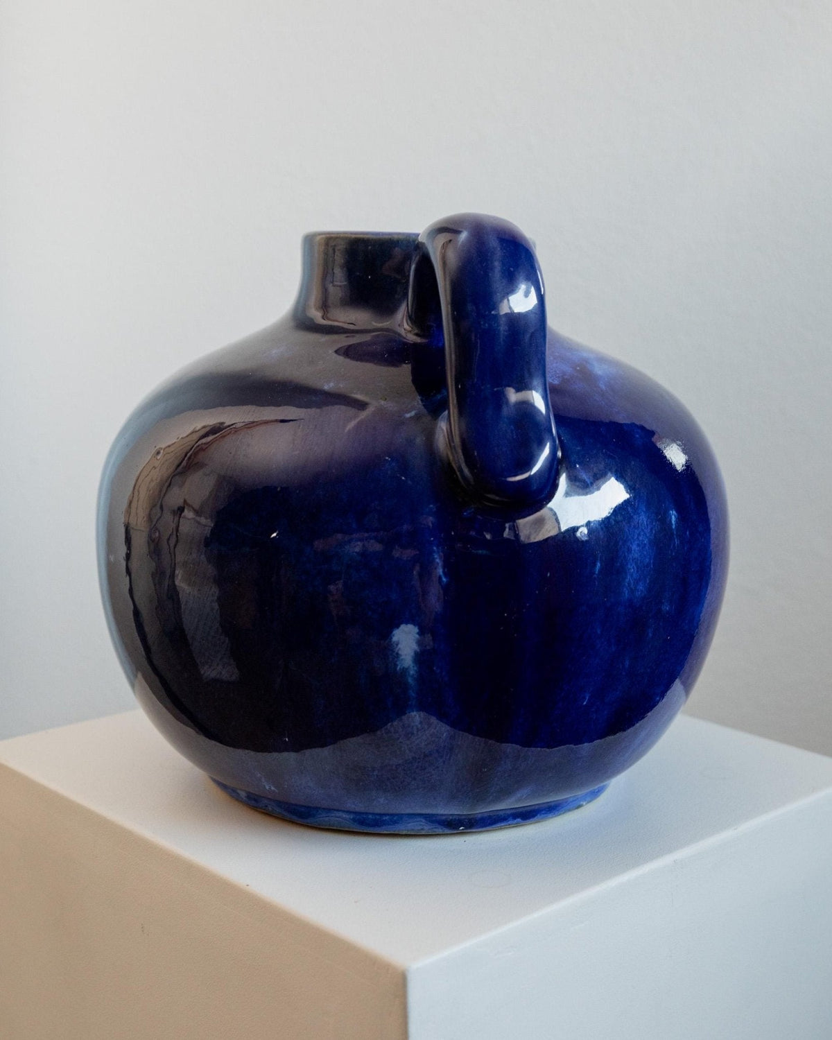Vintage Keramik Krugvase, Blau glasiert, 1960er Jahre