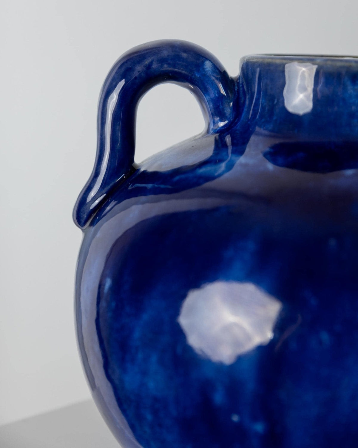 Vintage Keramik Krugvase, Blau glasiert, 1960er Jahre
