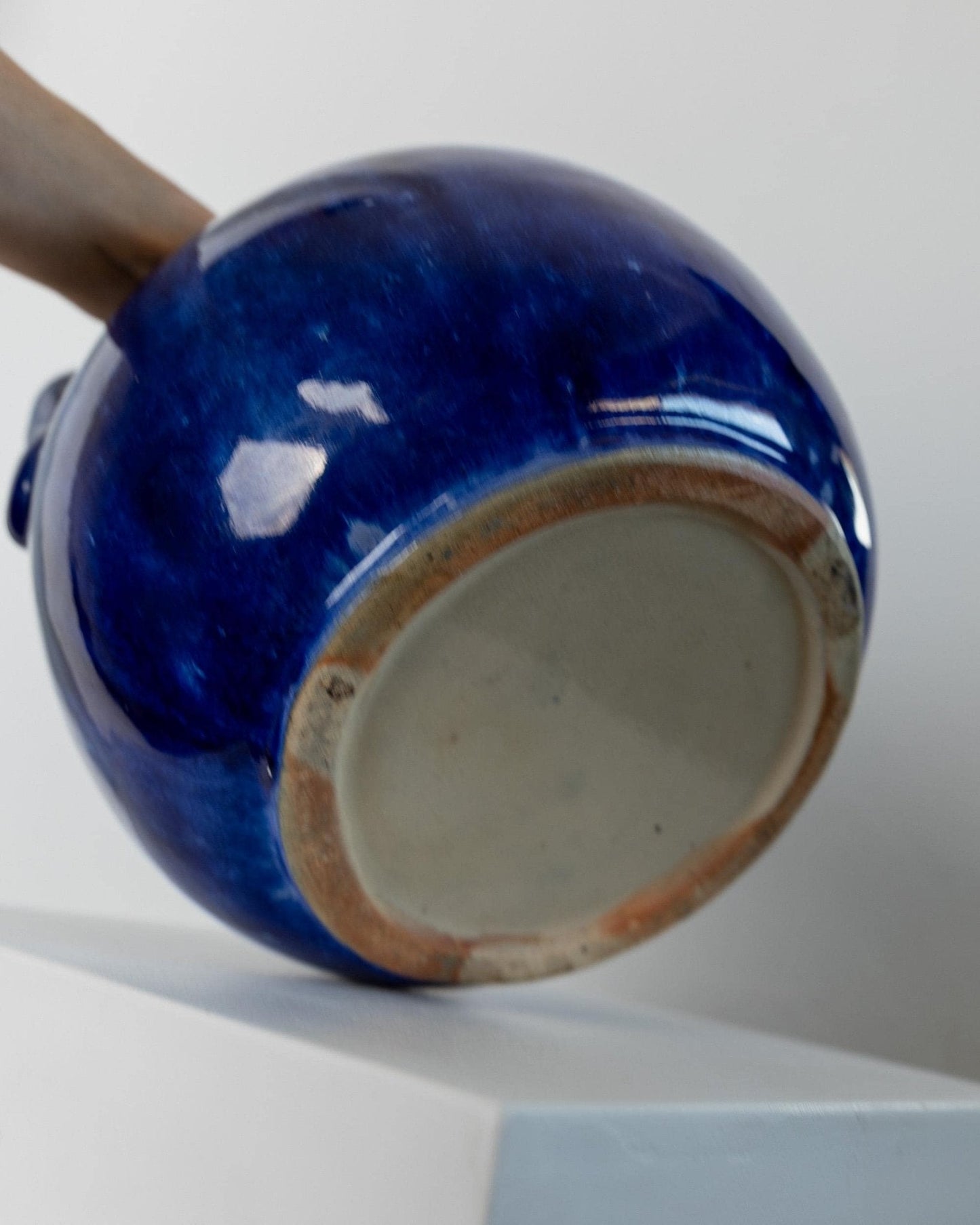 Vintage Keramik Krugvase, Blau glasiert, 1960er Jahre