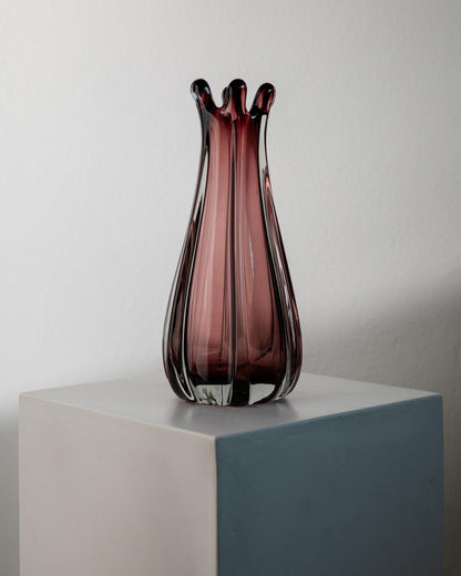 Vintage Murano Glasvase, organische Form in Beerentönen, 1960er Jahre