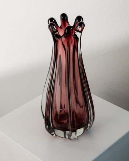 Vintage Murano Glasvase, organische Form in Beerentönen, 1960er Jahre