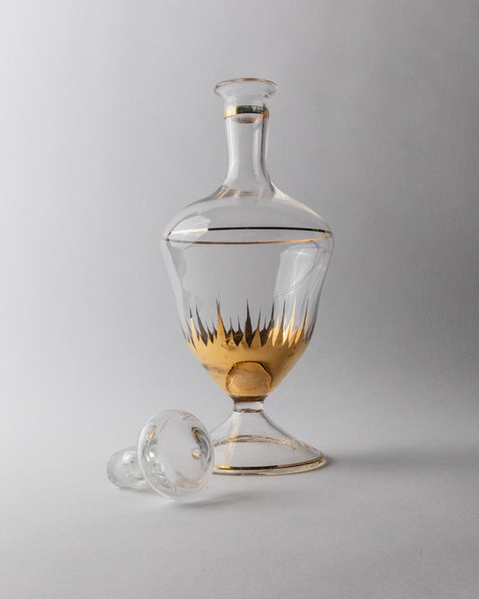 Vintage Karaffe von Murano VintageKlar, Gold GeschirrGlas, Gold