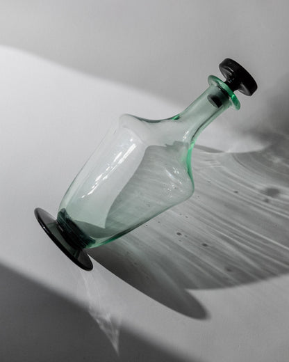 Vintage Dekanter aus Murano Glas grün schwarz von Murano
