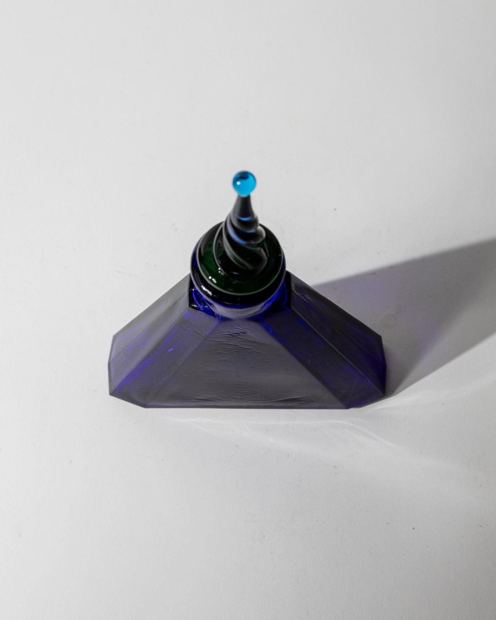 Vintage Murano Glas Karaffe, royal blau, dreieckig, 1960er Jahre