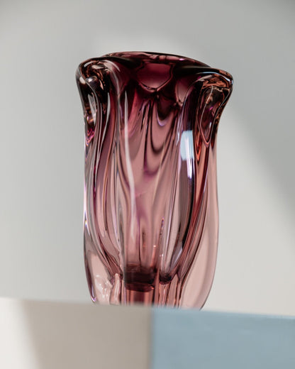 Vintage Vase Murano Glas in Beerentönen