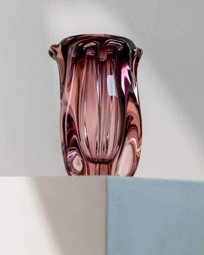 Vintage Vase Murano Glas in Beerentönen
