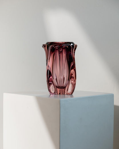 Vintage Vase Murano Glas in Beerentönen