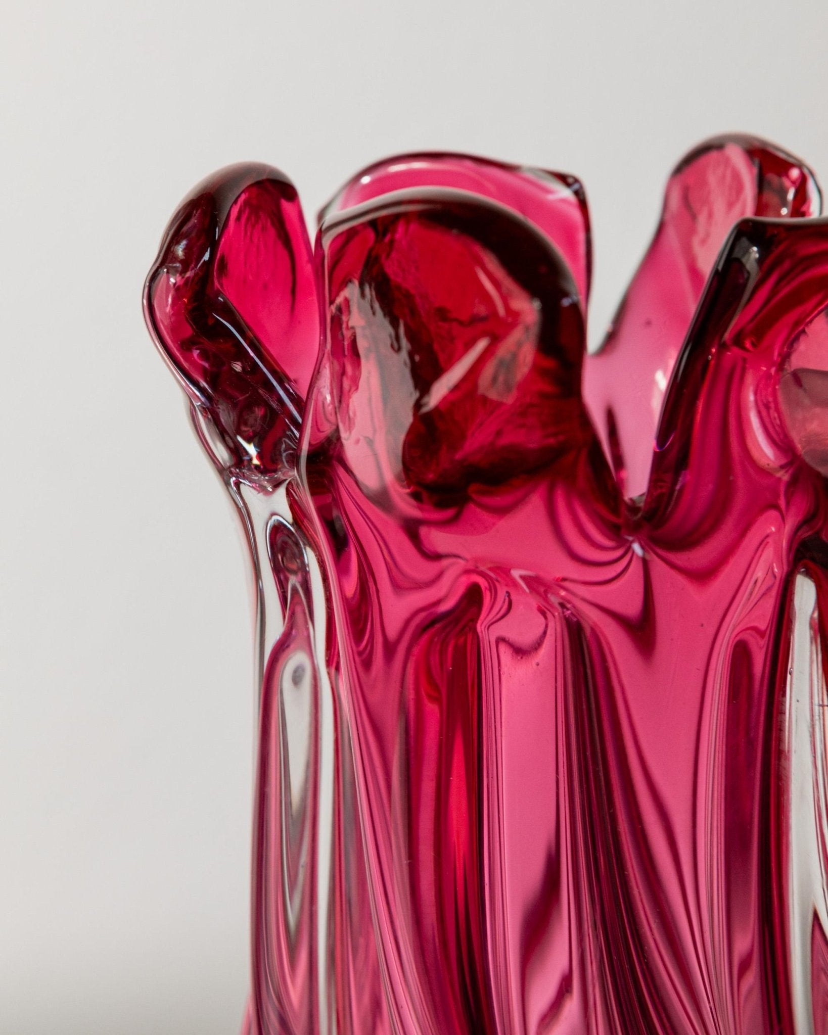 Vintage Murano Glasvase in Beerenton, organische Form