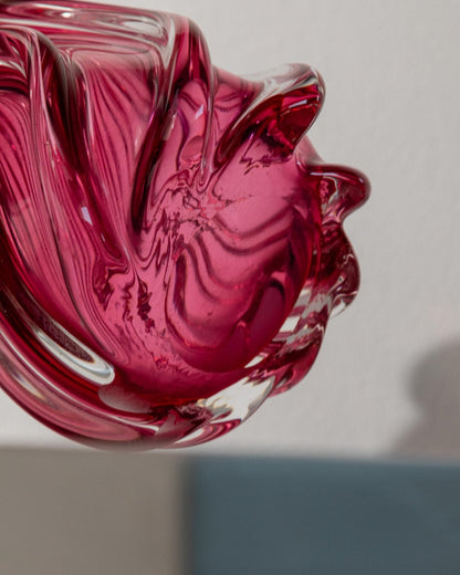 Vintage Murano Glasvase in Beerenton, organische Form