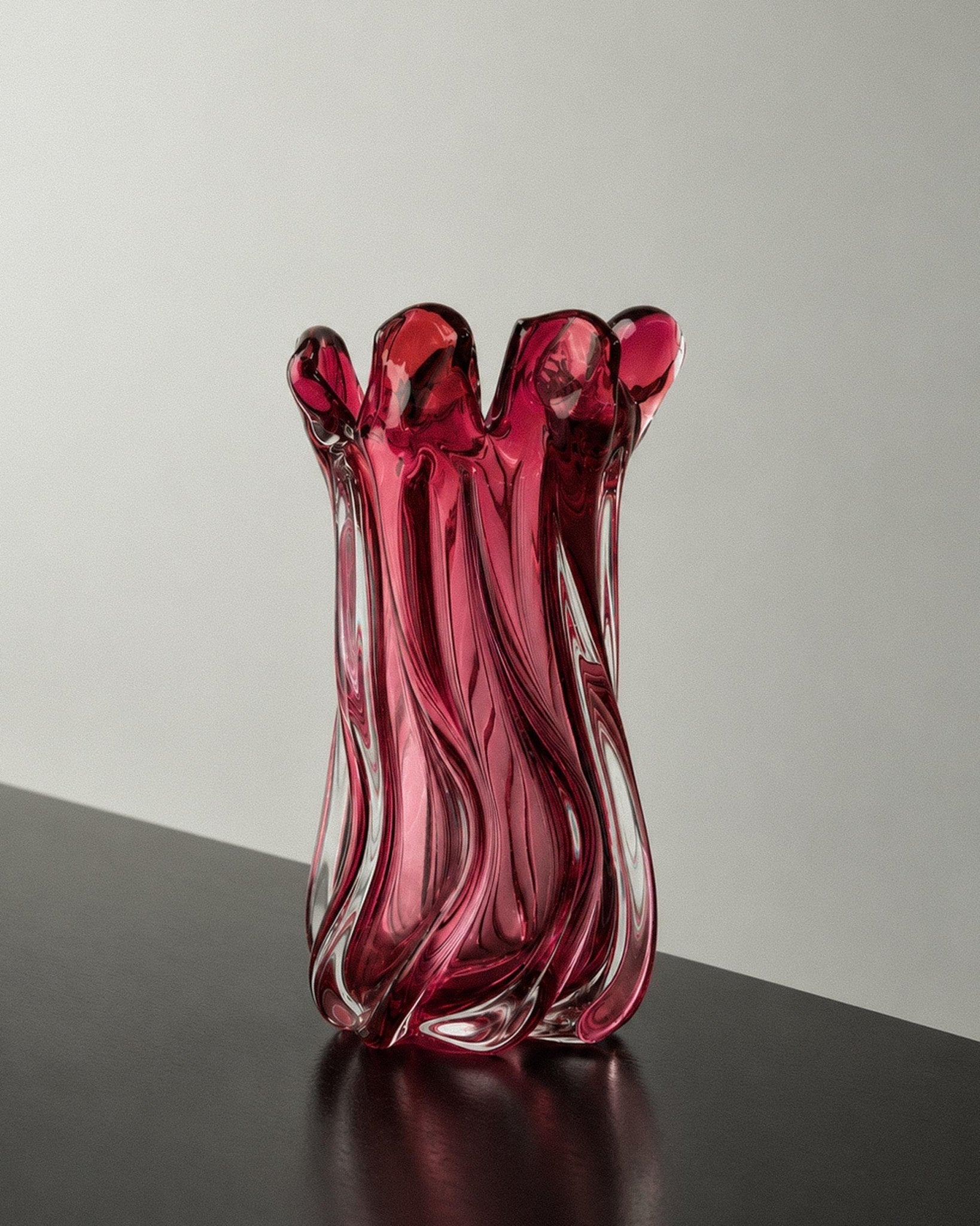 Vintage Murano Glasvase in Beerenton, organische Form