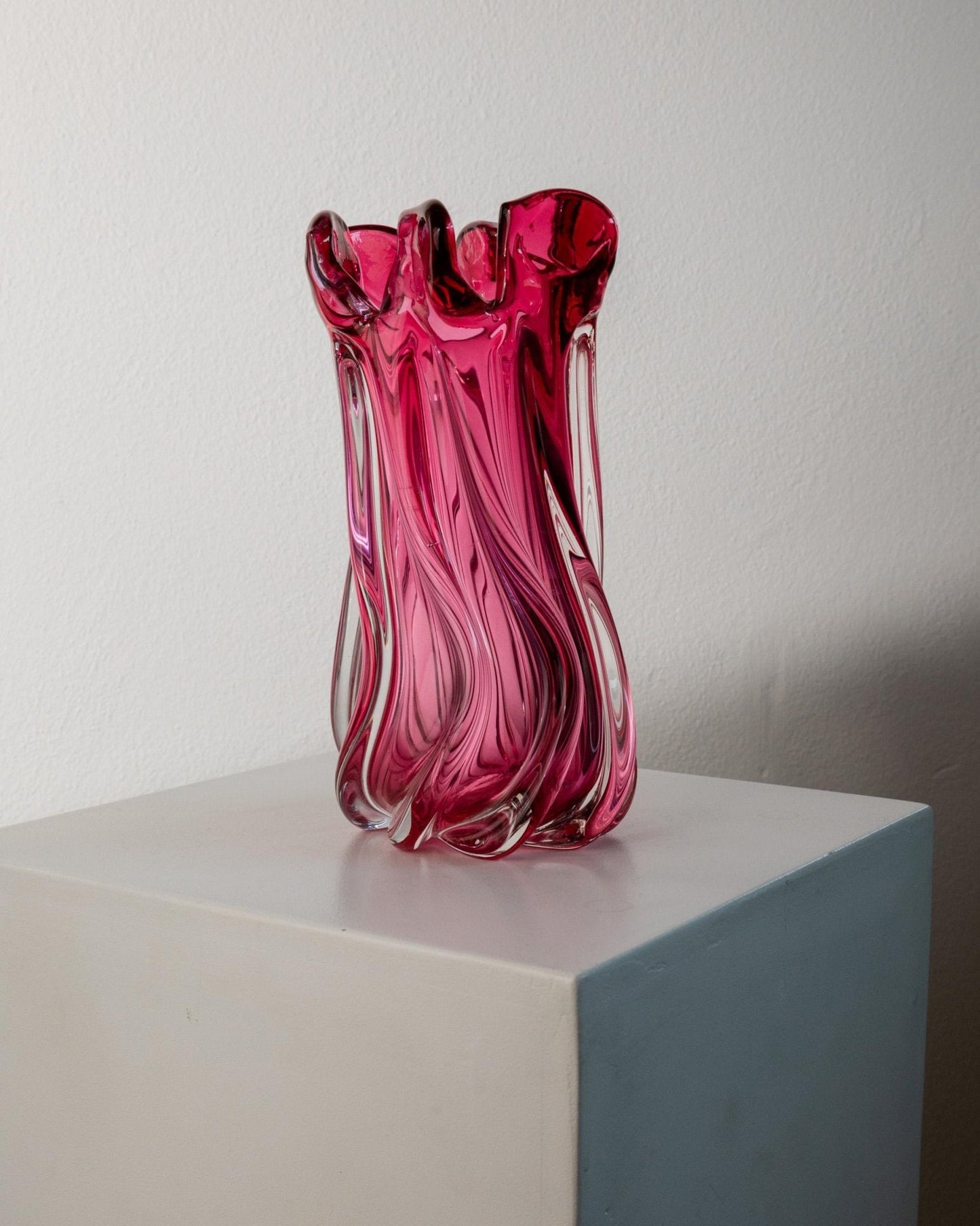 Vintage Murano Glasvase in Beerenton, organische Form