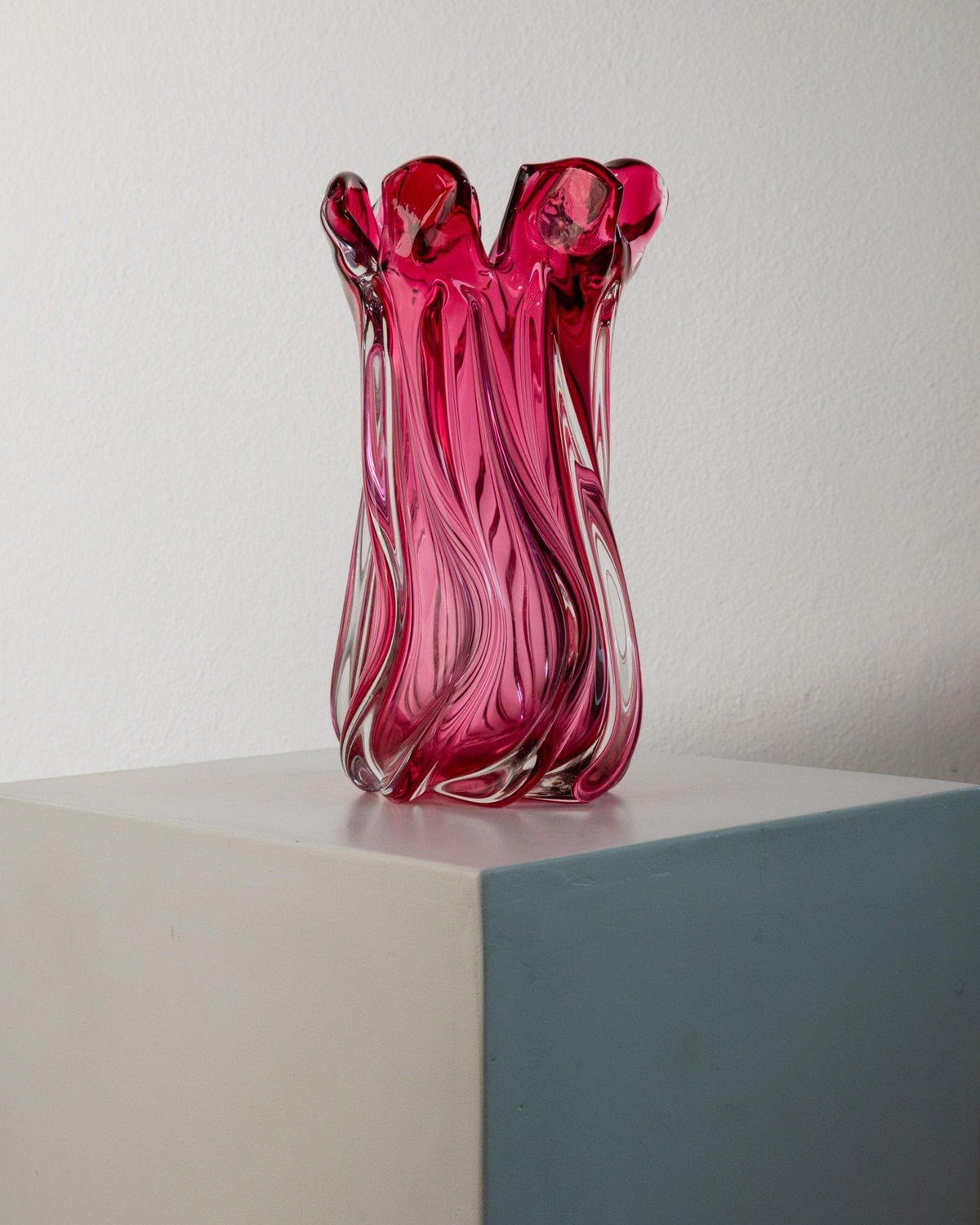 Vintage Murano Glasvase in Beerenton, organische Form