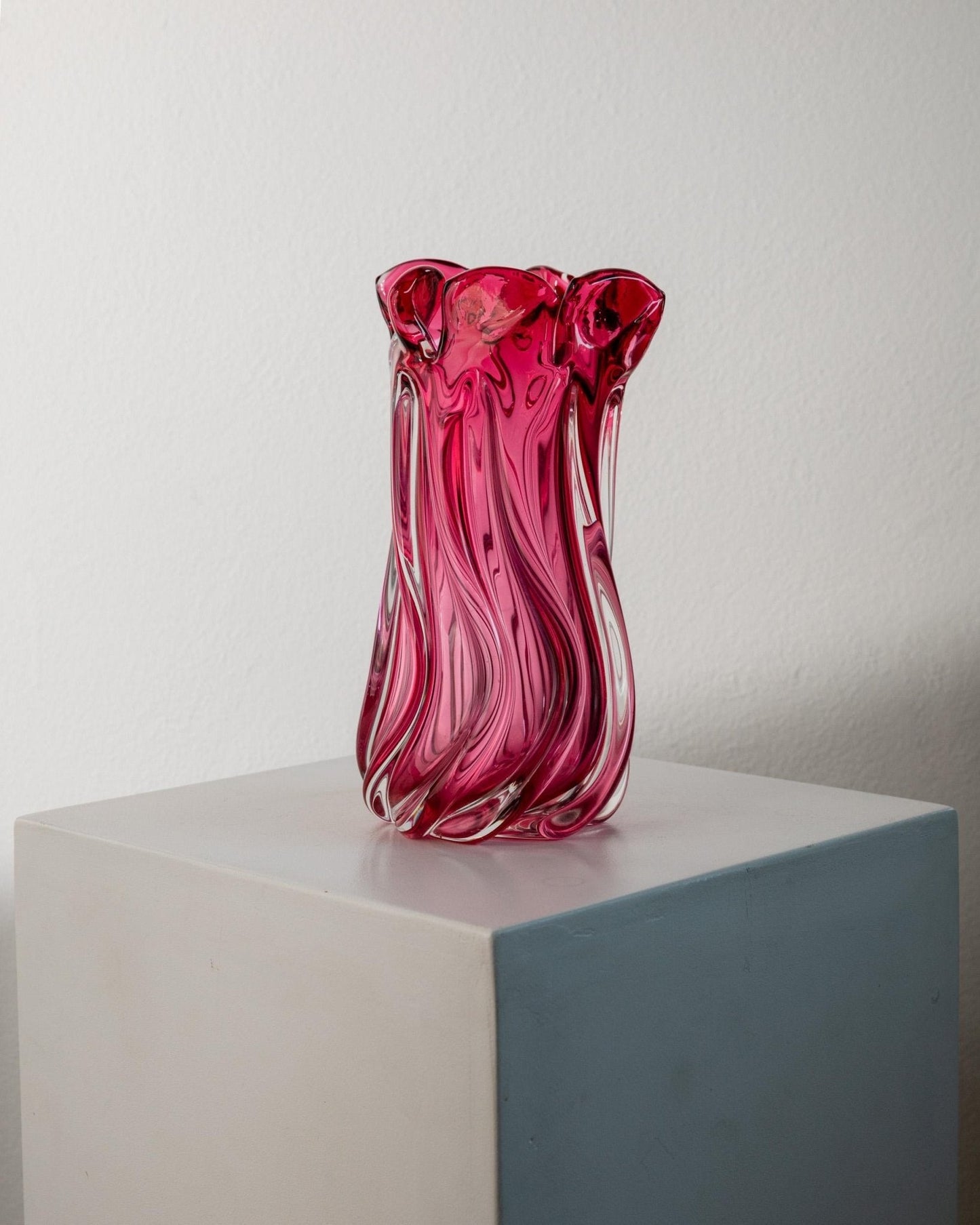 Vintage Murano Glasvase in Beerenton, organische Form