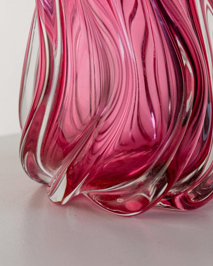Vintage Murano Glasvase in Beerenton, organische Form