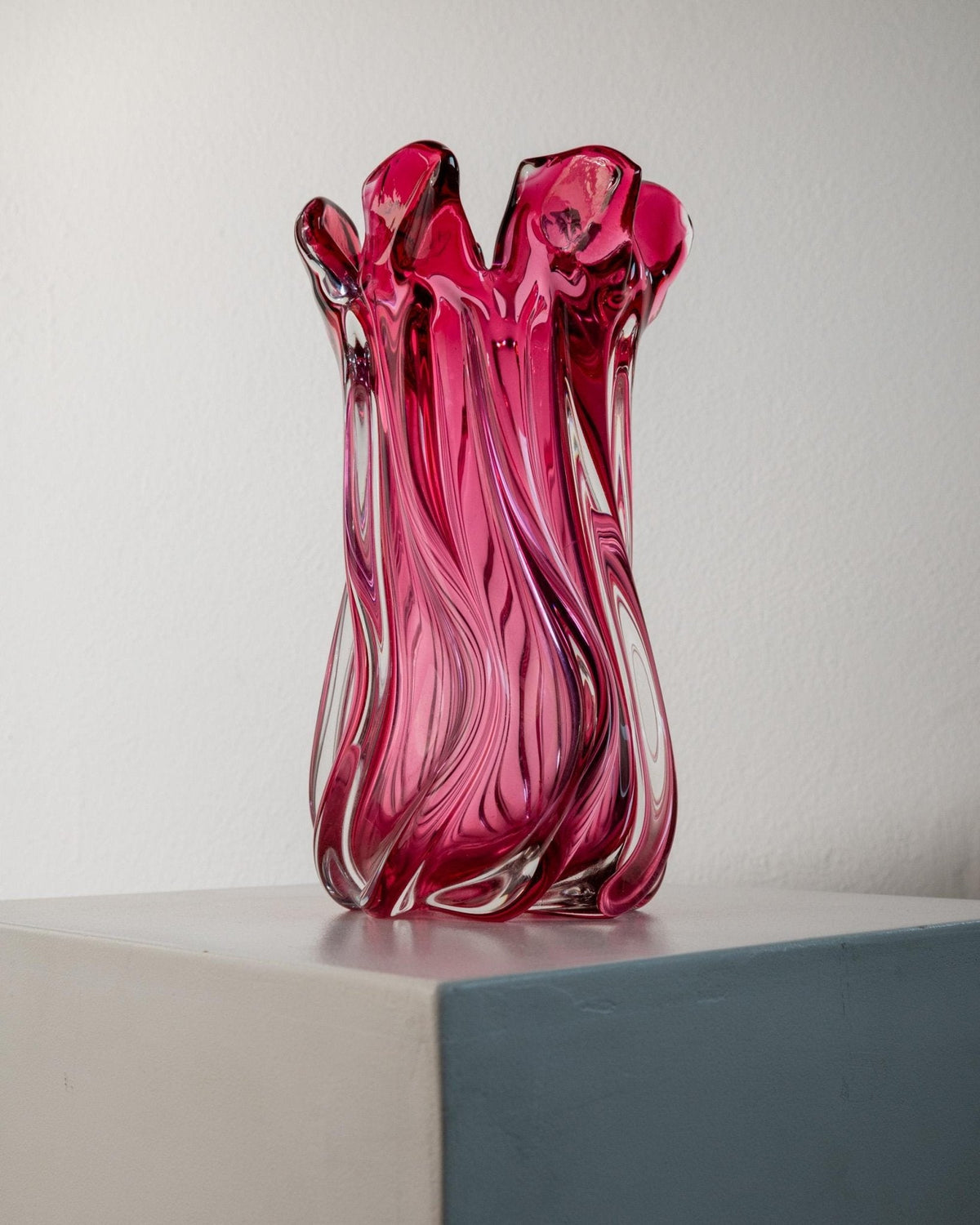 Vintage Murano Glasvase in Beerenton, organische Form