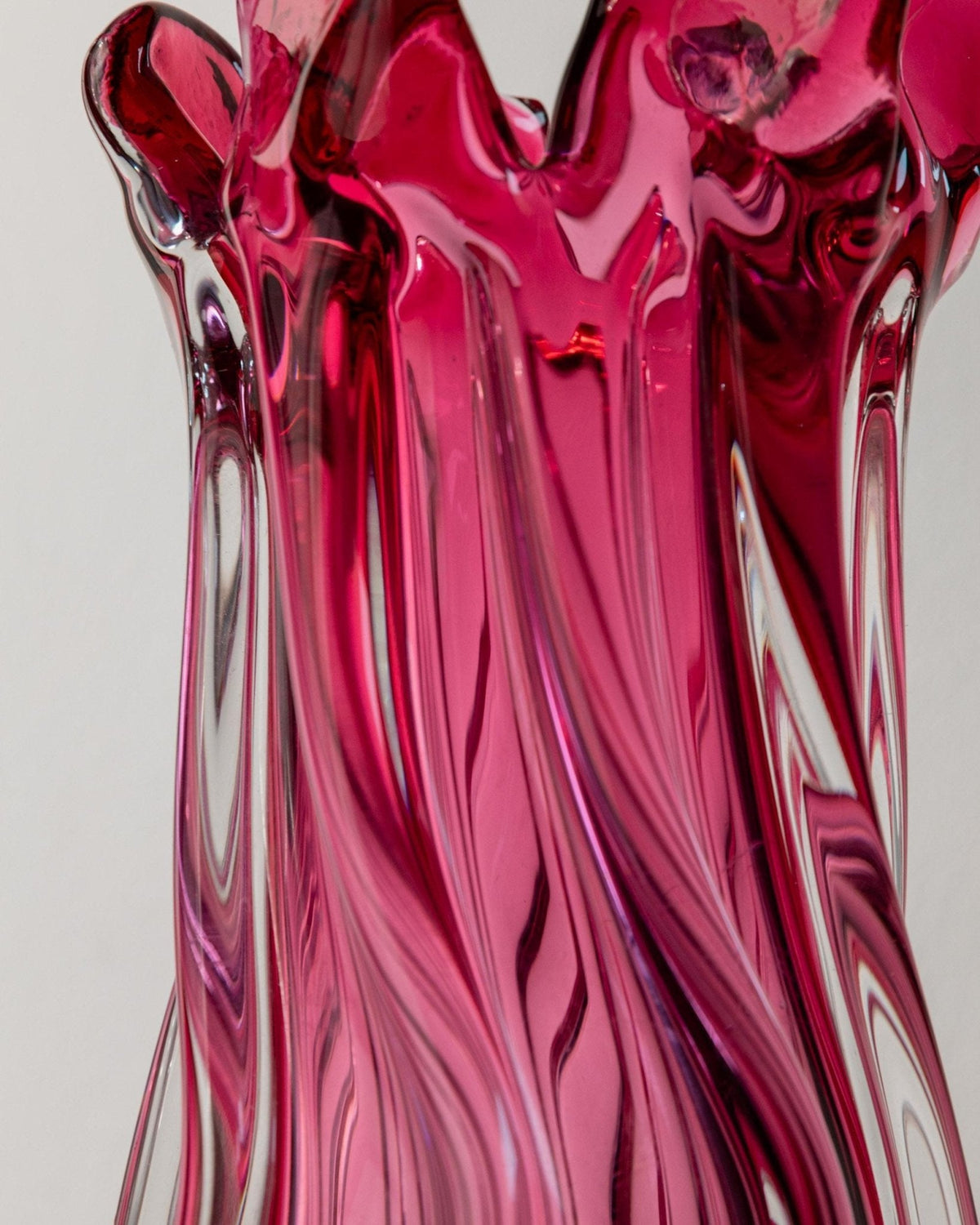 Vintage Murano Glasvase in Beerenton, organische Form
